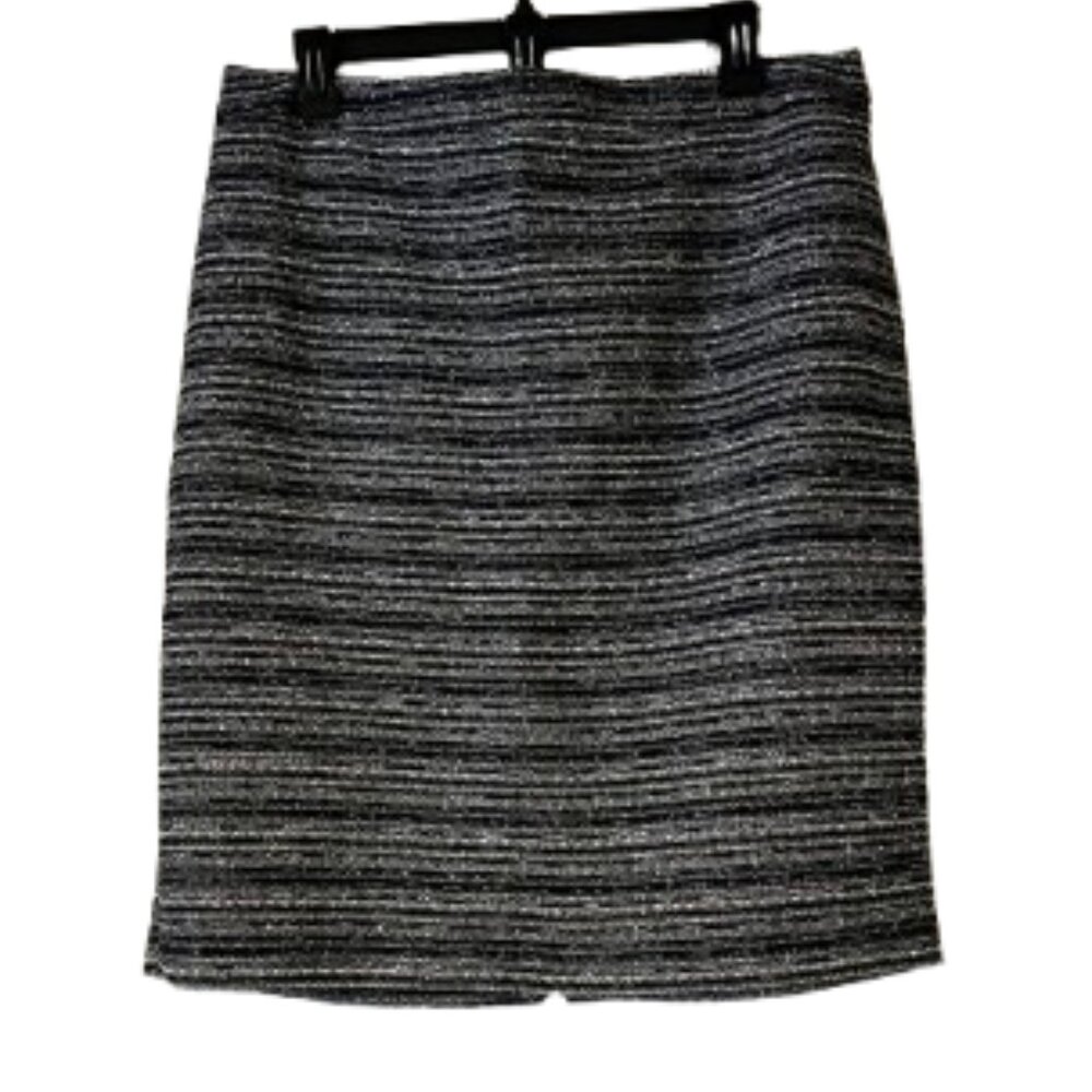 Loft Black & White Tweed Pencil Skirt - Lined - 12